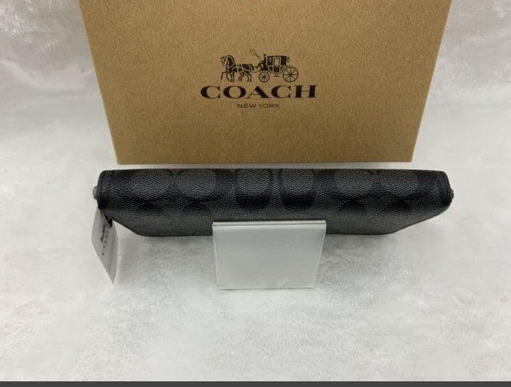 極美品コーチ長財布シグネチャージップブラックメンズレディース新品未使用送料無料