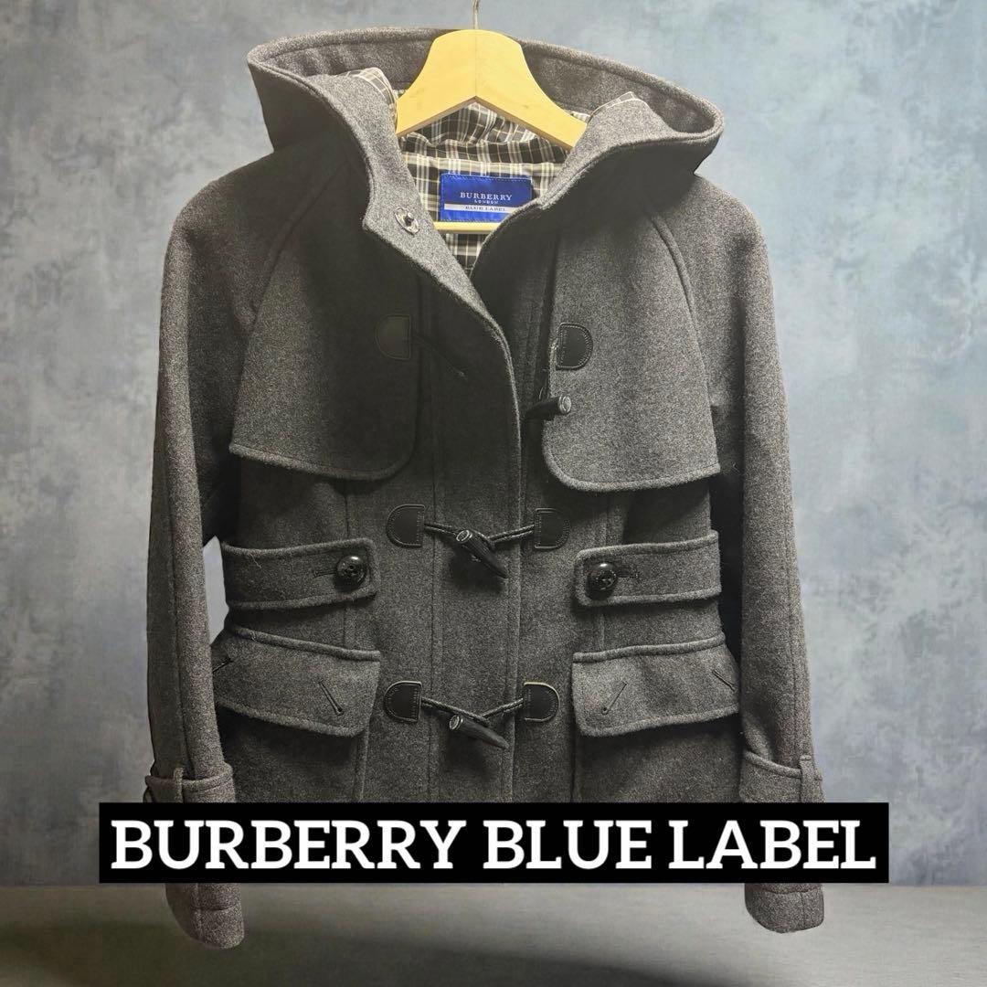 【美品】バーバリーブルーレーベル ダッフルコート ノバチェック ショート丈 36