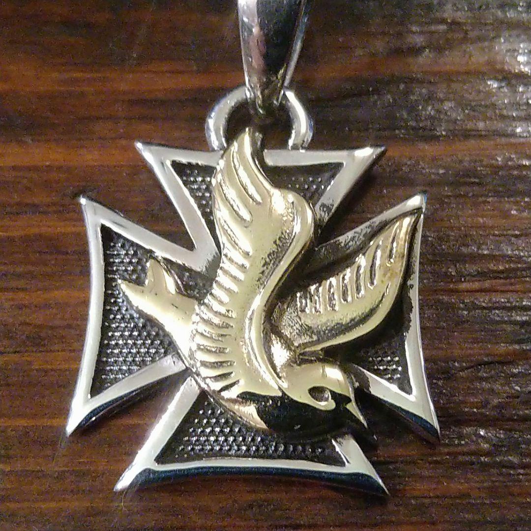 新品 925シルバー ペンダント スワロー&アイアンクロス