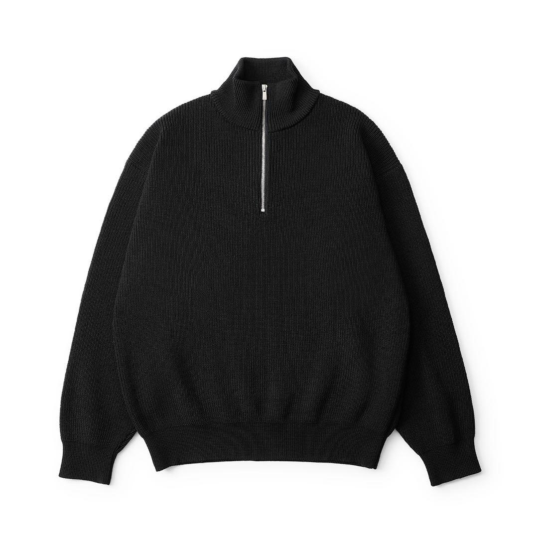 トップス everyone half zip rib knit sweater