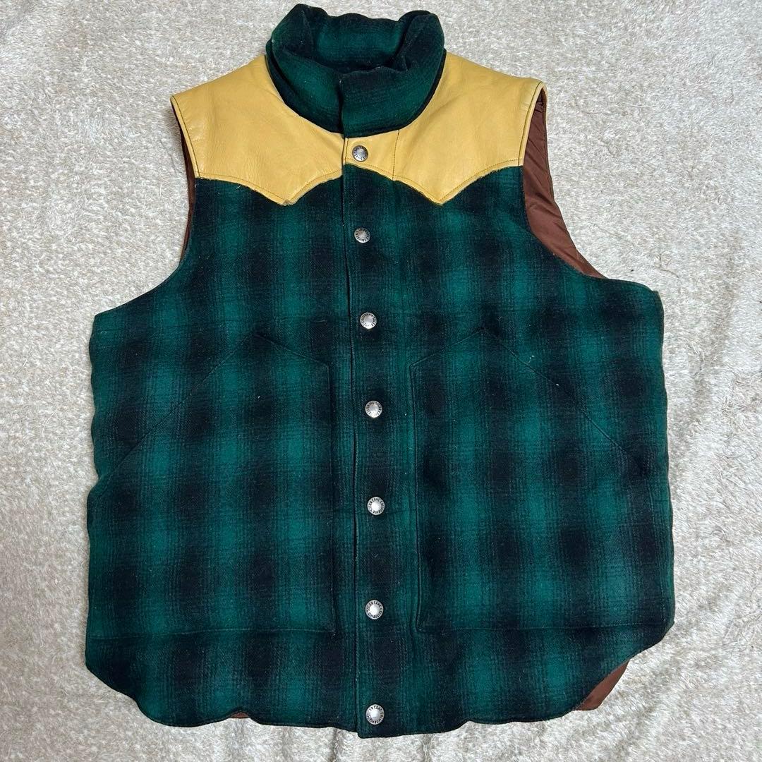 SUGAR CANE シュガーケーン レザーヨーク ダウンベスト Sサイズ