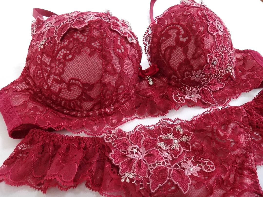 ワコール ルジェ ブラジャーC75 & ショーツML　赤レースセクシー大人