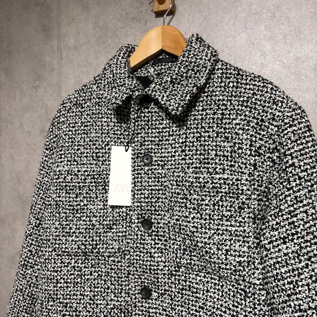 ZARA ザラ ポケット付きテクスチャードシャツジャケット M