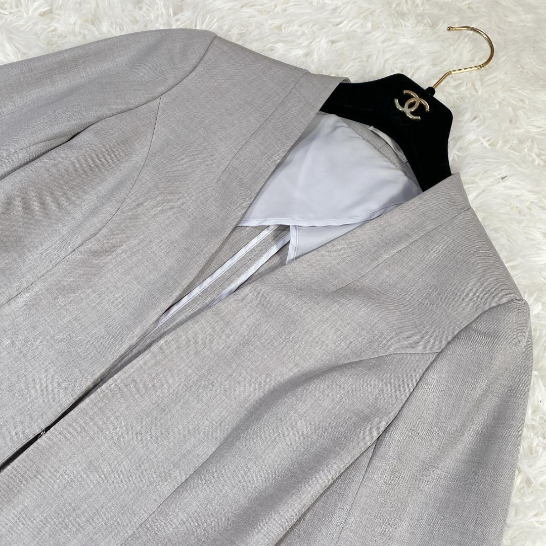 スーツセレクト ノーカラー スーツ レディース グレー