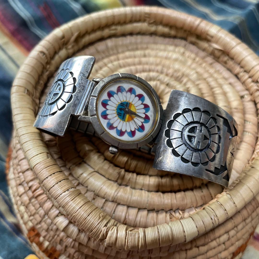 インディアンジュエリー　ホピ族　サンフェイスウォッチベルト