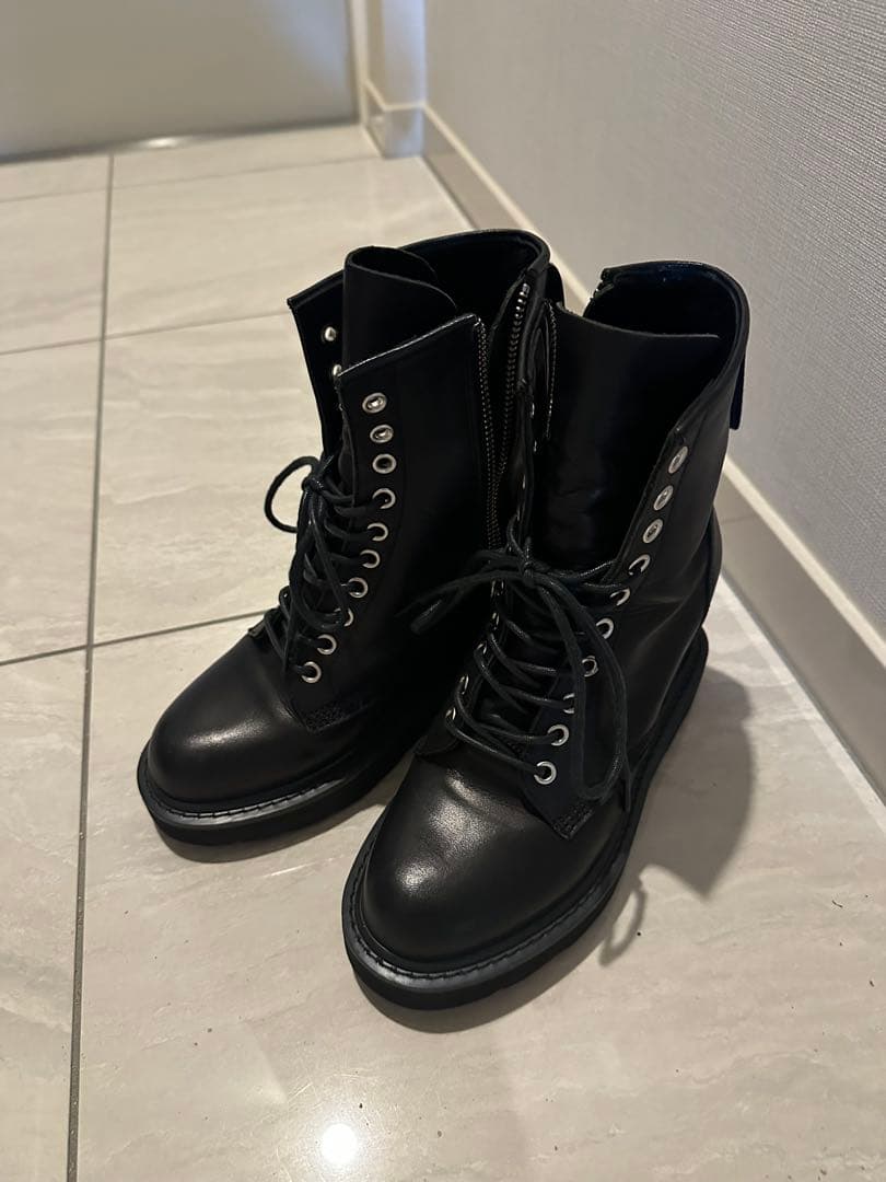ミハラヤスヒロ×リミフゥ ブーツ レースアップ インヒール レザー ショート