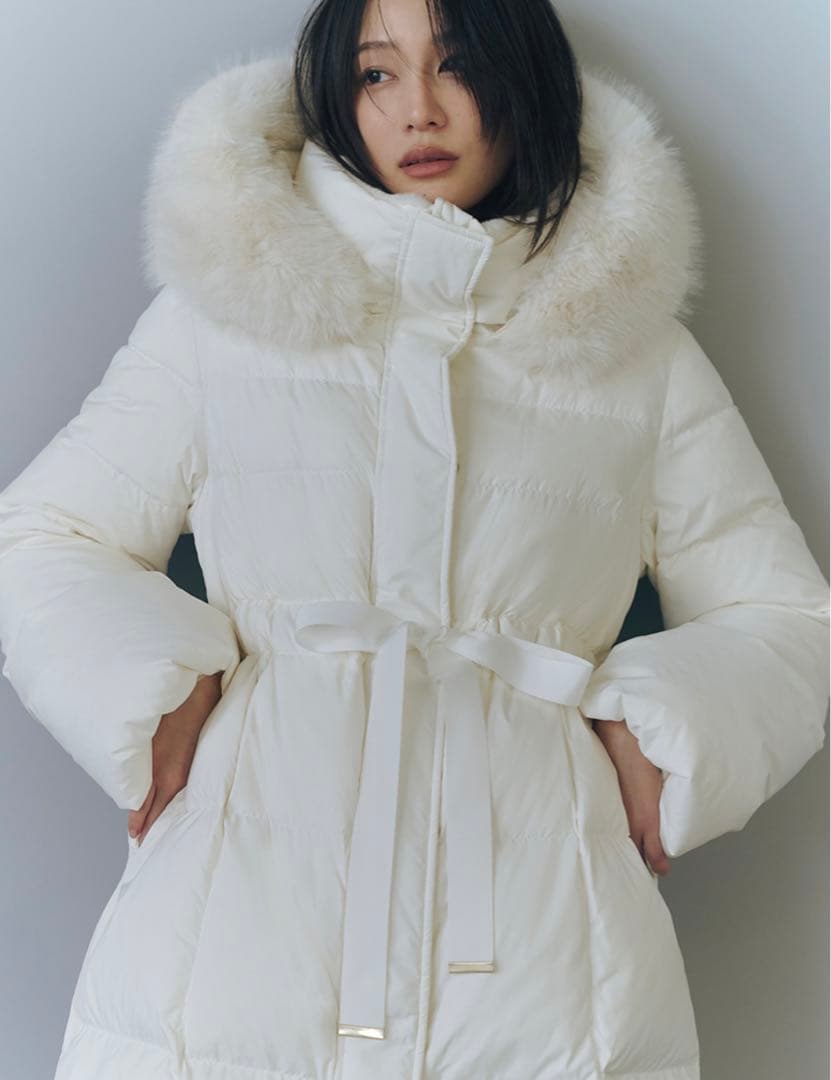 frayid フードファーロングダウンコート