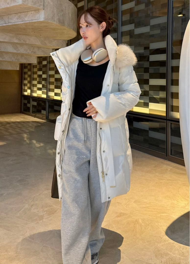 frayid フードファーロングダウンコート