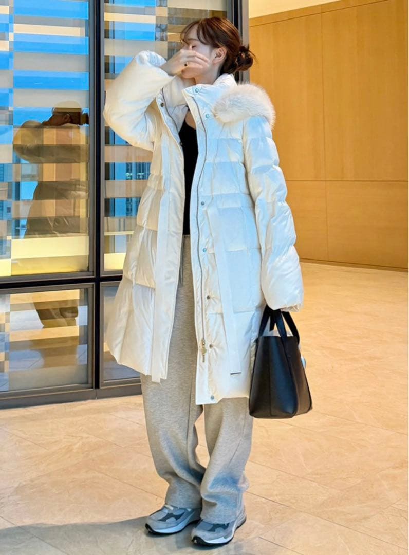 frayid フードファーロングダウンコート