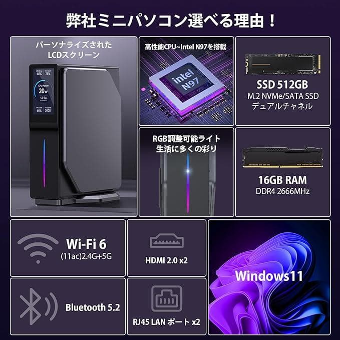 ACEMAGIC ミニPC N9716GB RAM