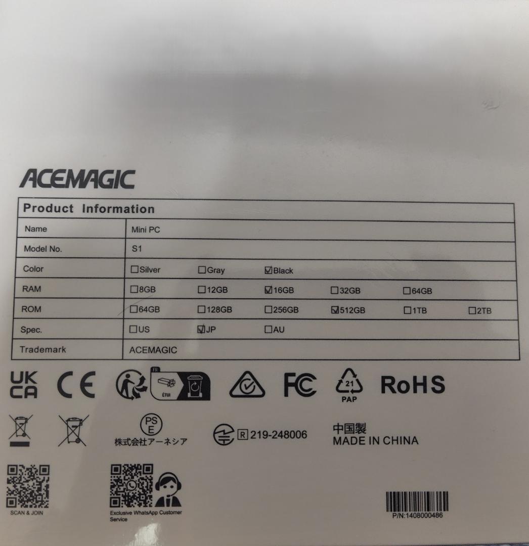 ACEMAGIC ミニPC N9716GB RAM