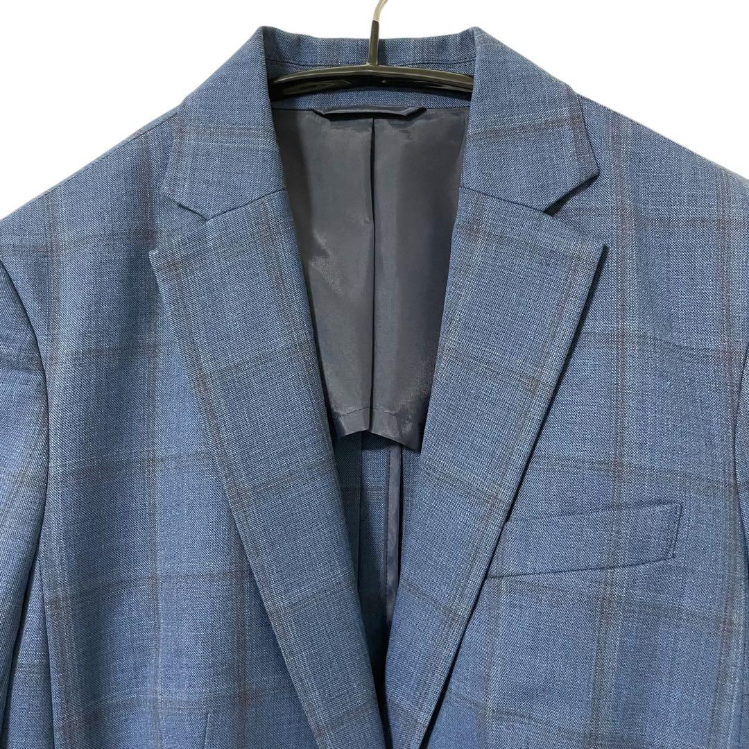 スーツカンパニー パンツスーツ チェック柄 洗える ストレッチ M 38 ブルー