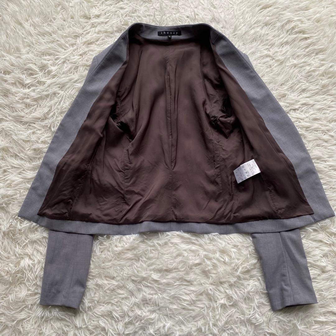 theory ノーカラージャケット パンツスーツ セットアップ グレー M
