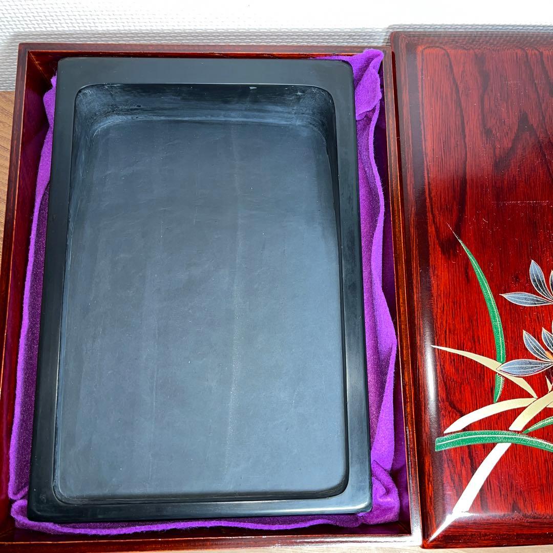 ⭕️雨畑硯　超大型長方硯　玄林雨畑　甲州銘石　硯界最高5kg近く
