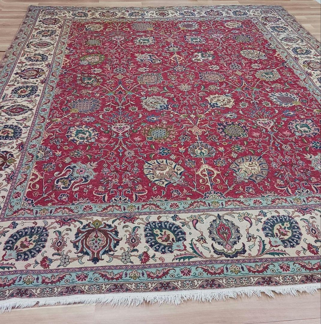 Y2023 ペルシャ絨毯 ウール 手織り 特大 412×313㎝ 工房サイン