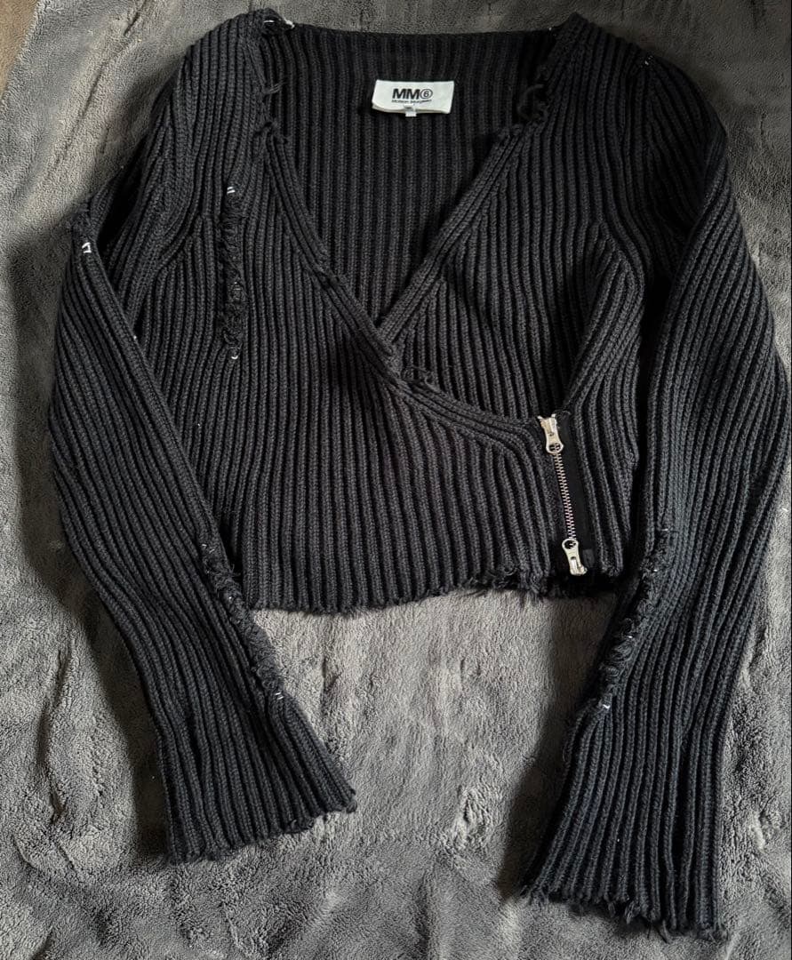 MM6 ライダース風カーディガン　ダメージ