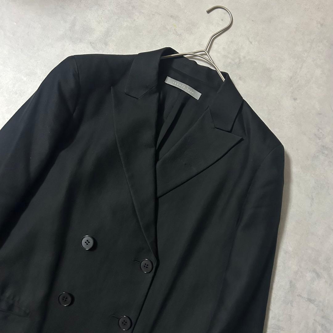 セオリーリュクス スーツ セットアップ ワイドパンツ ダブル 黒 カジュアル