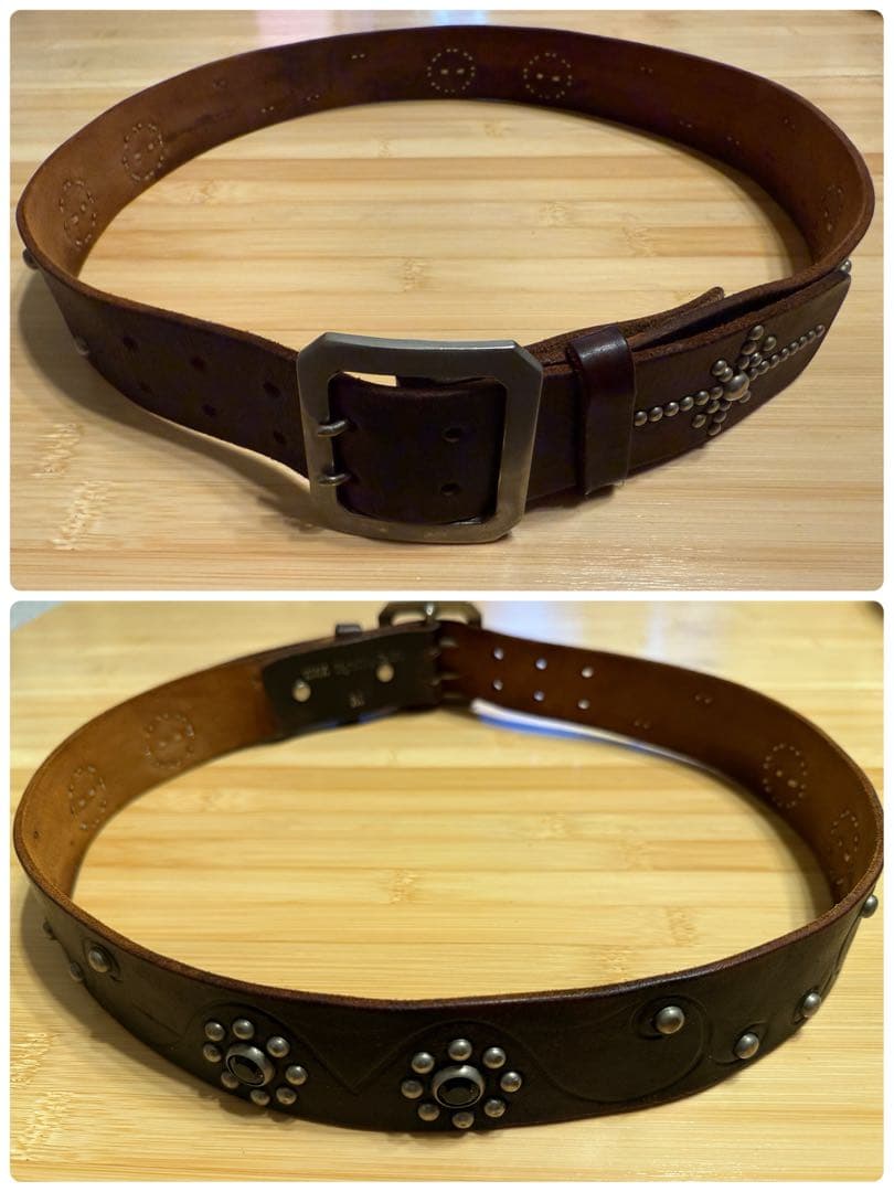 ⭐️TMT⭐️フラワースタッズ⭐️ブラックストーン⭐️ブラックレザー(茶芯)⭐️M