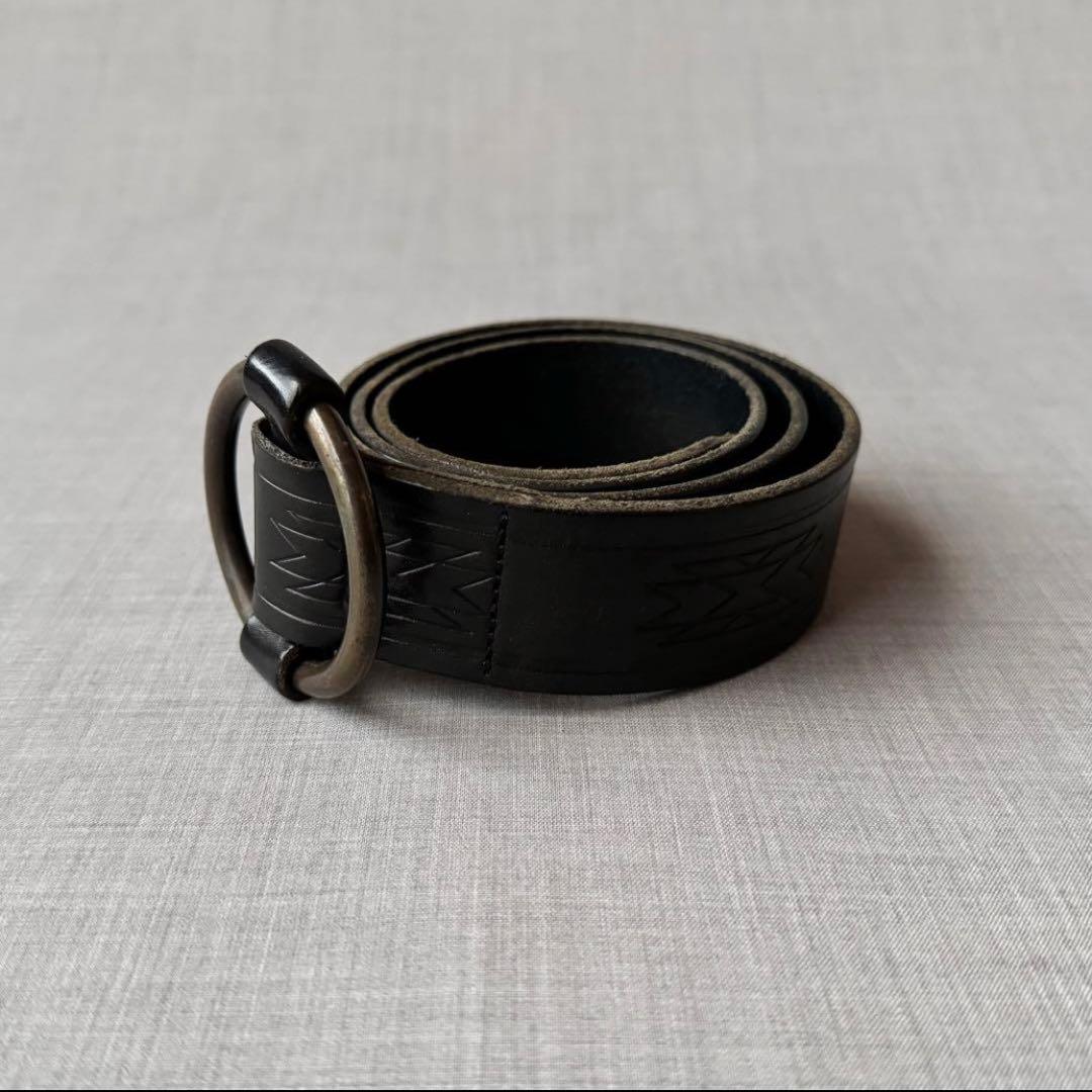 【希少】RALPH LAUREN ネイティブ柄 レザーベルト ブラック