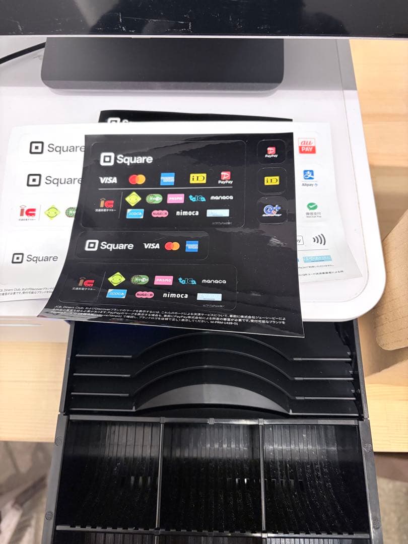Squareレジスター キャッシュドロワー・レシートプリンター付きロール紙10本