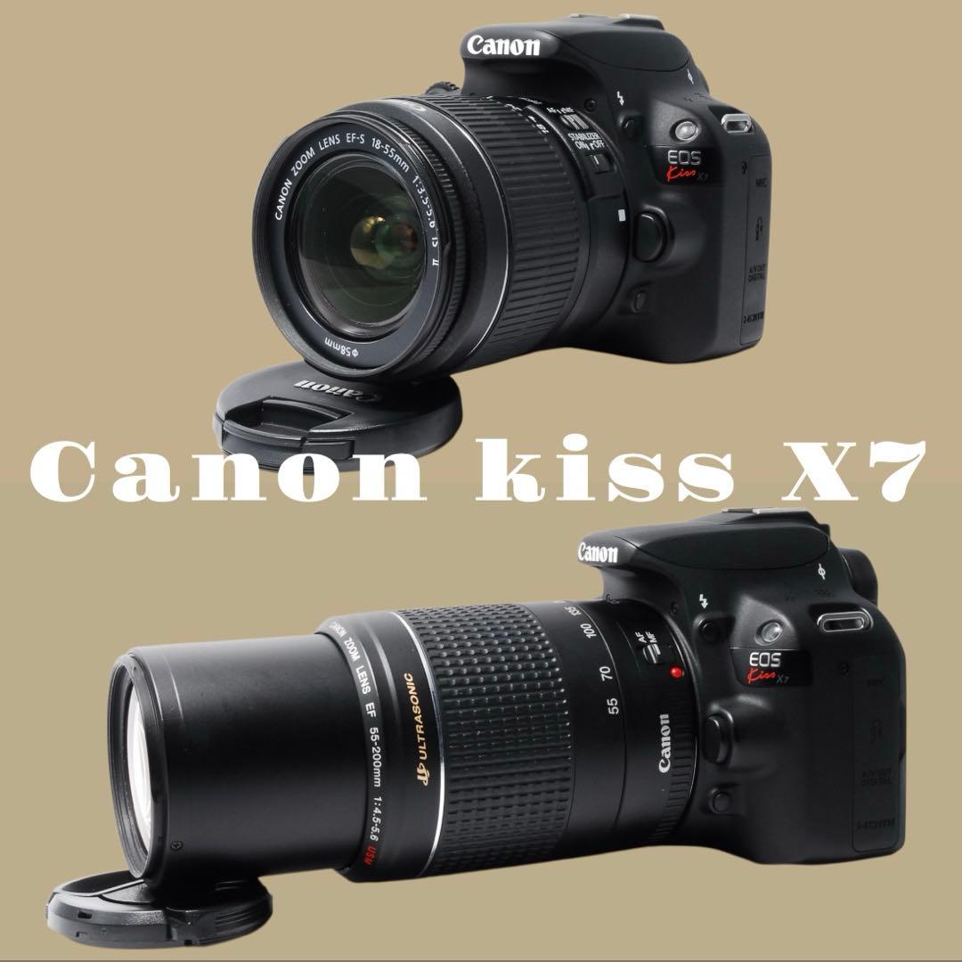 ❣️届いてすぐ使える❣️Canon Kiss X 7 ダブルレンズ キャノン