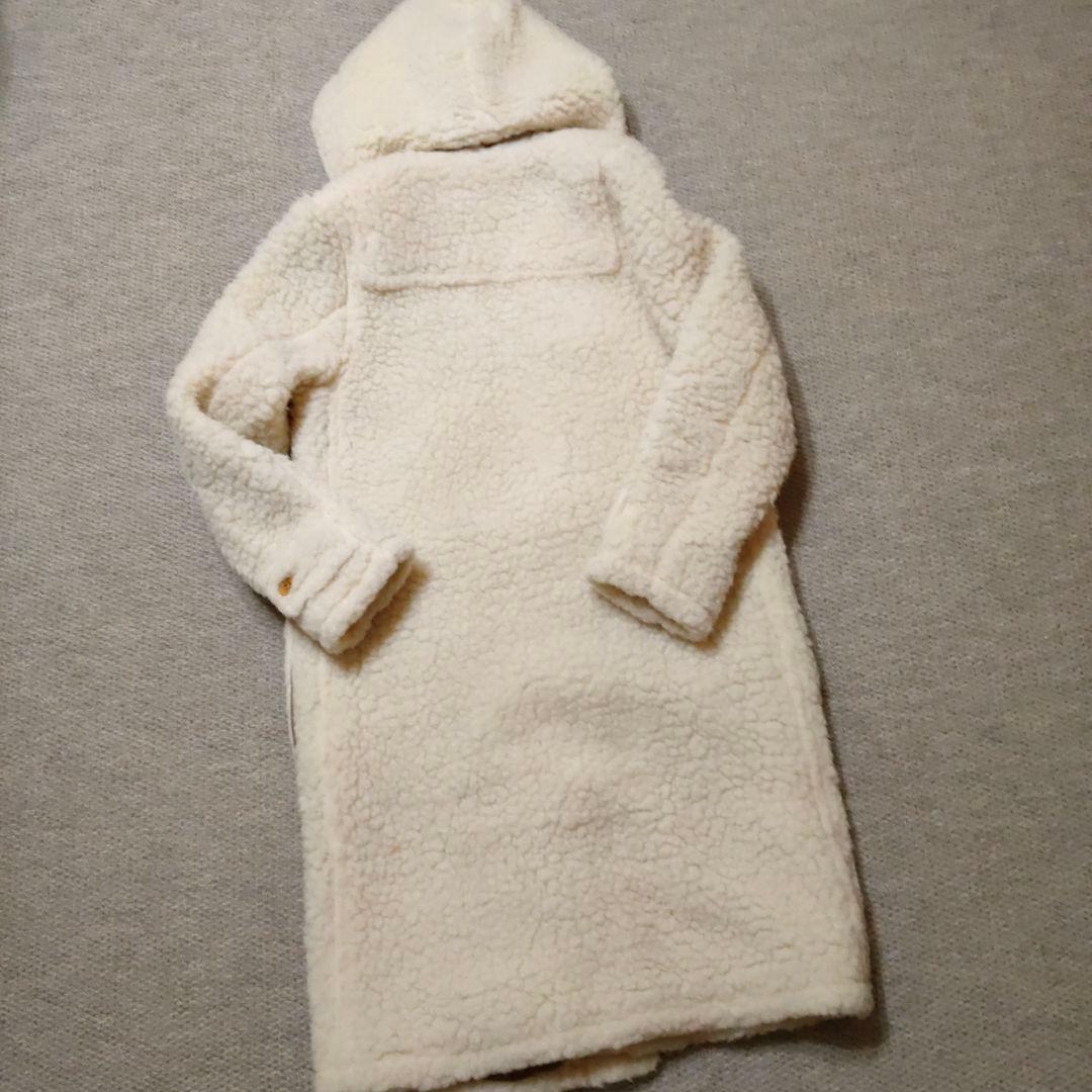 gloverall オフホワイト ダッフルコート モコモコウール 38 フード