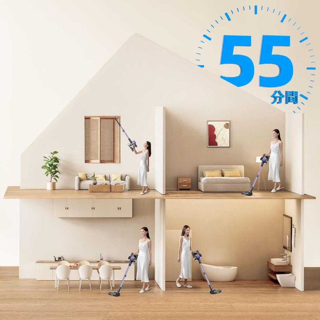 90000Pa 掃除機 コードレス 超強力吸引 自立式 LED液晶ディスプレイ