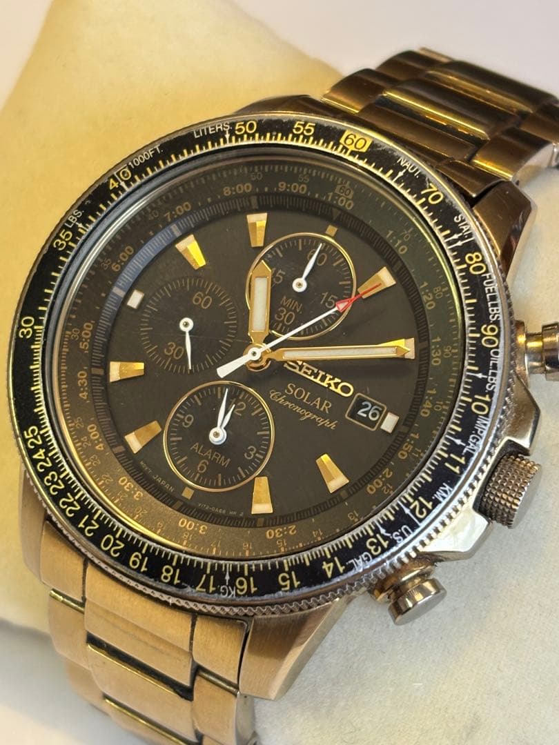 【美品箱付】SEIKO クロノグラフ セイコー ソーラー メンズ 腕時計