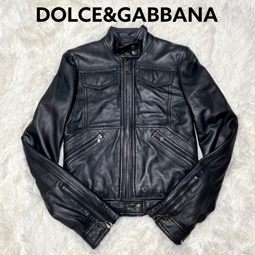 【美品】ドルチェアンドガッバーナ シングルライダースジャケット 黒 サイズ36