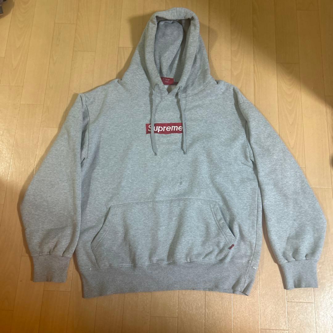 Supreme ボックスロゴ パーカー フーディー X-Large グレー