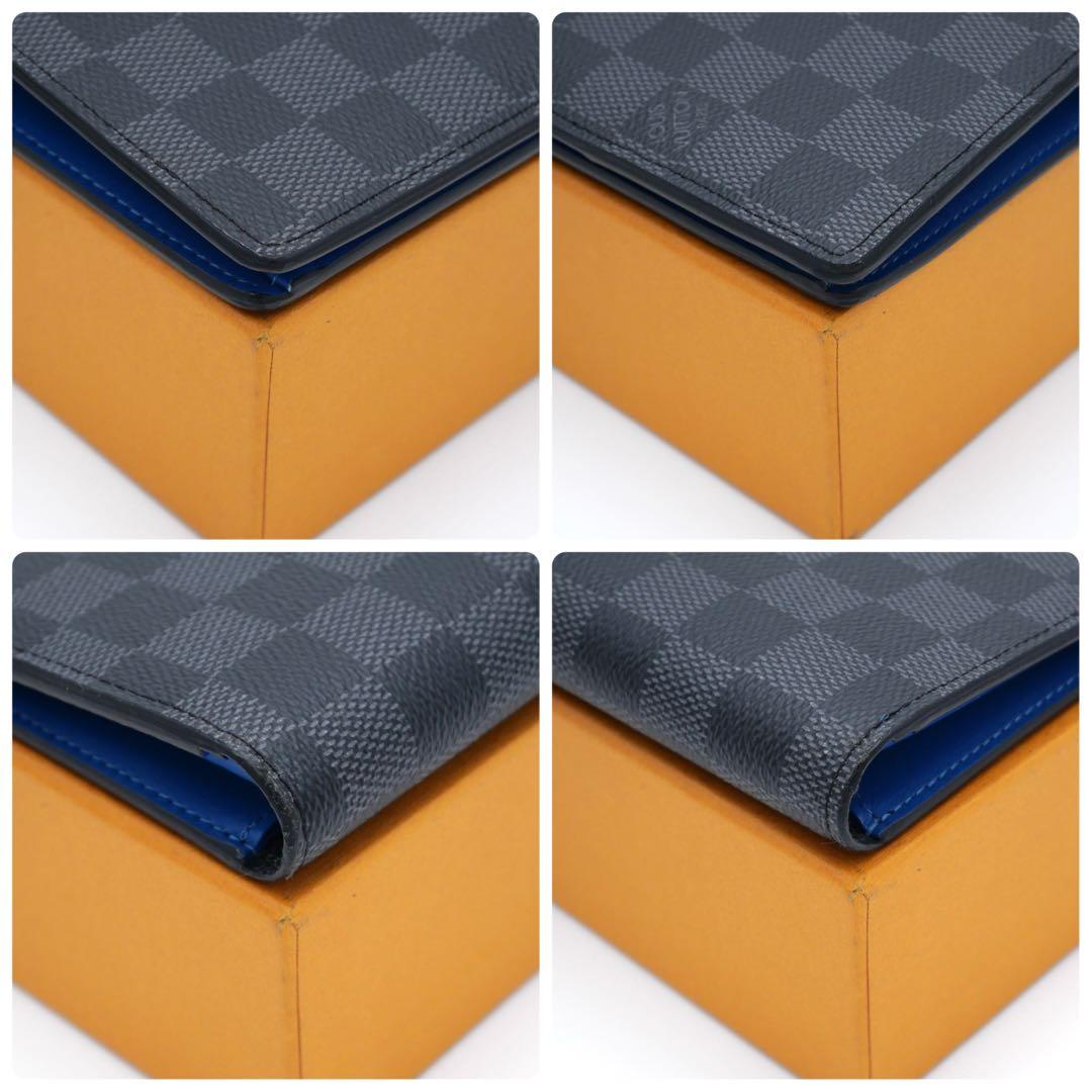 ルイヴィトン ダミエ グラフィット ブラザ ブルー 長財布 グレー 二つ折り財布