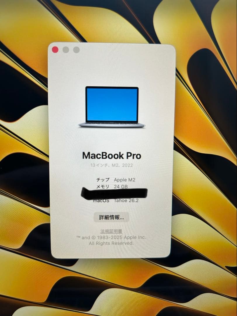 【美品】M2 MacBook Pro 13インチ メモリ24GB SSD1TB
