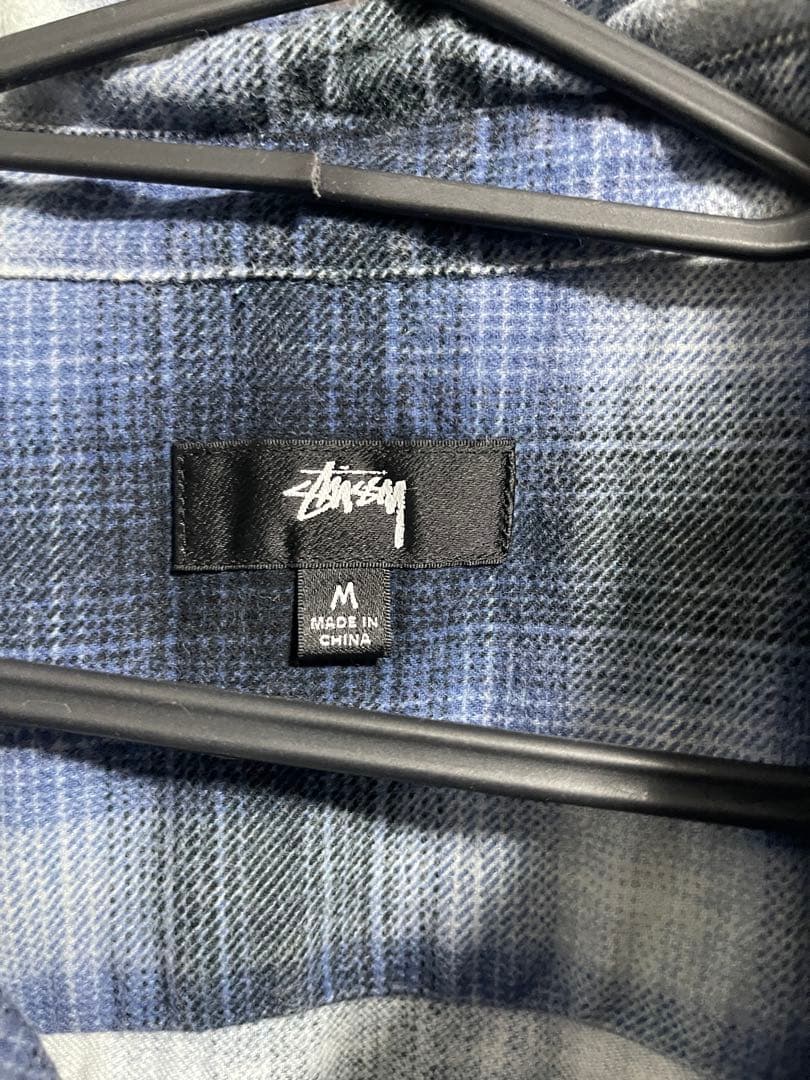 【美品】STTUSY ROCCO FLANNEL PLAID SHIRT M 青