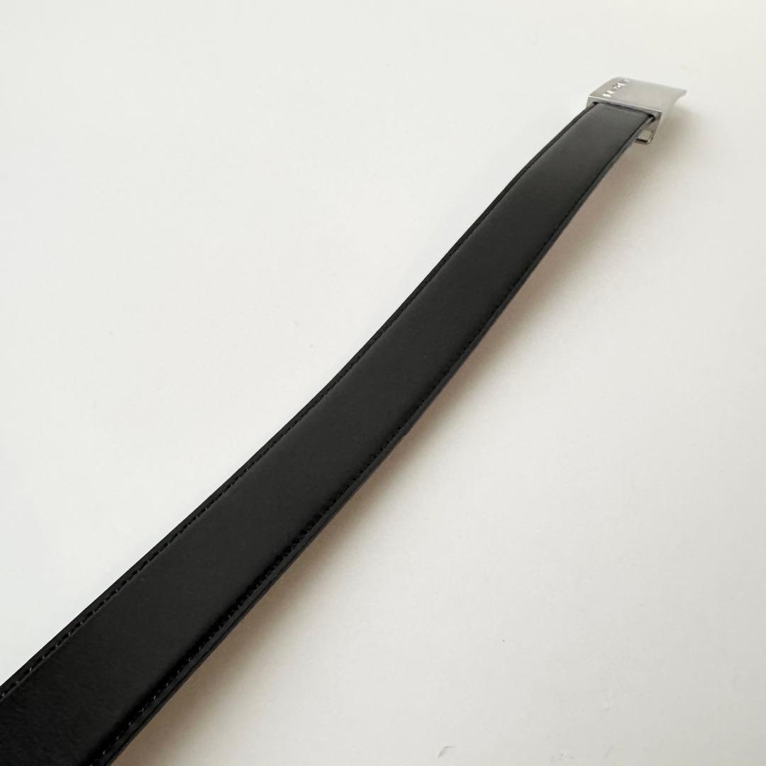 【極美品】BVLGARI　ベルト　シルバーバックル　レザー　ブラック