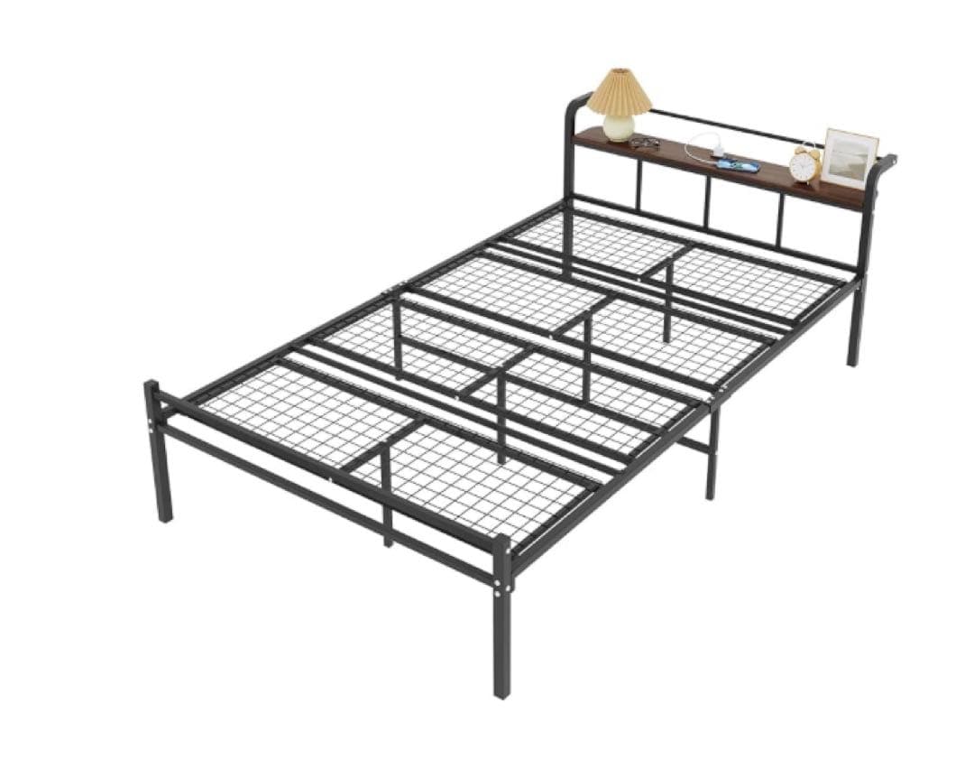 WLIVE ベッドフレーム ベッド セミダブル パイプベッド コンセント付き