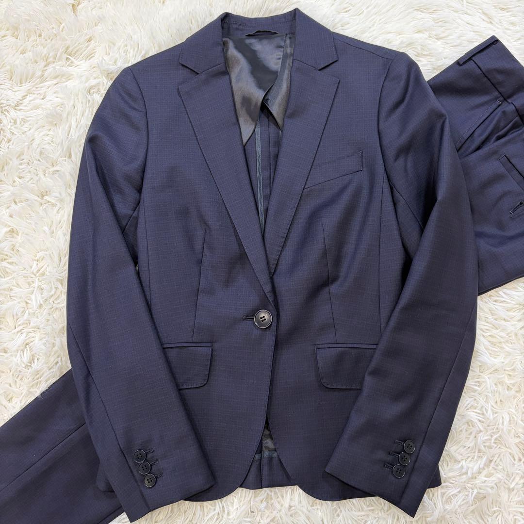 【極美品】スーツカンパニーシー REDA社生地 ビジネス パンツスーツ 紺 38