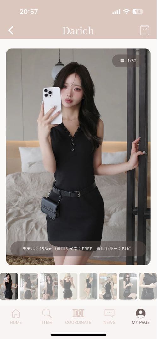 na出品 ブラック ノースリーブ ミニワンピース FREE-Lサイズ