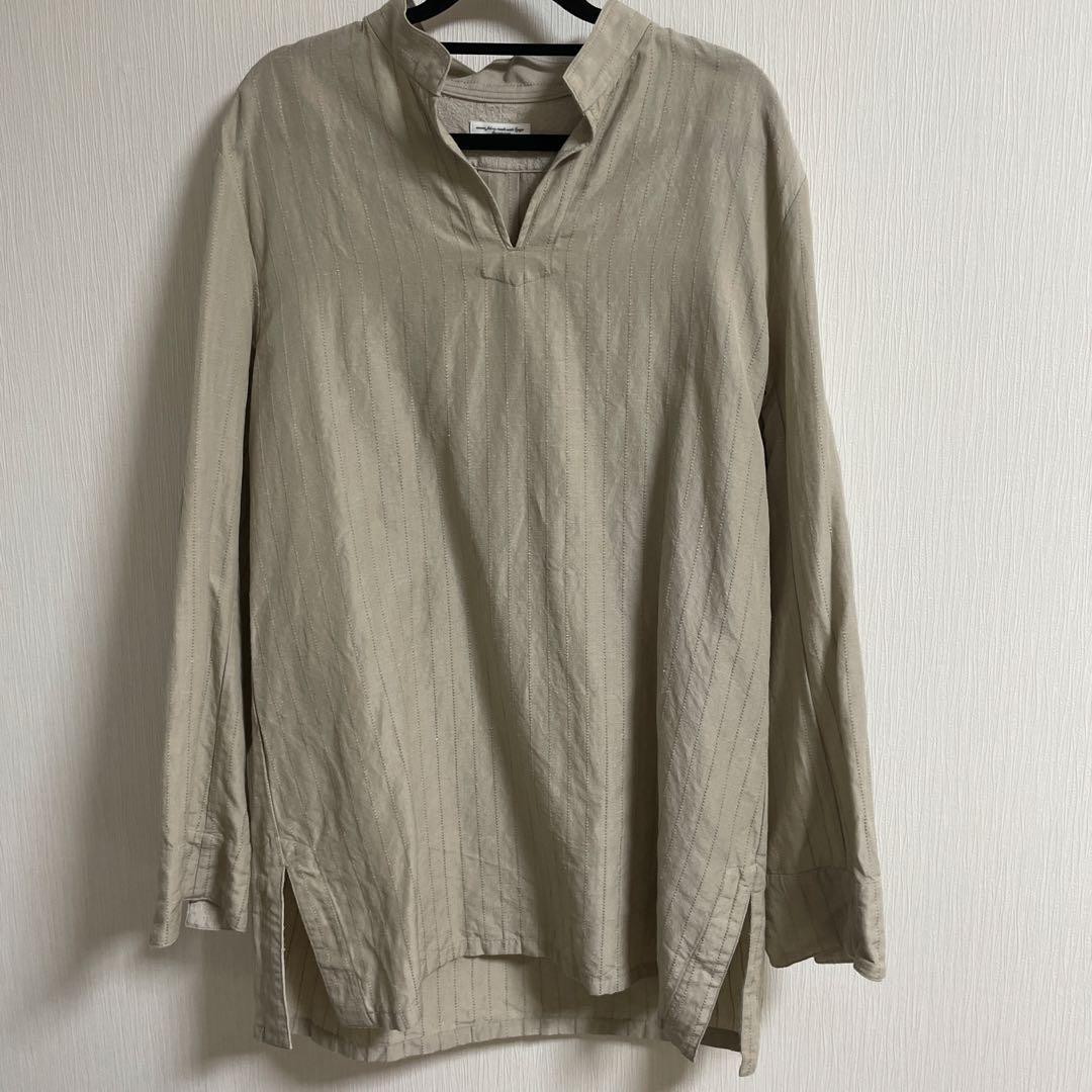 sus-sous ベージュ長袖シャツ スキッパー