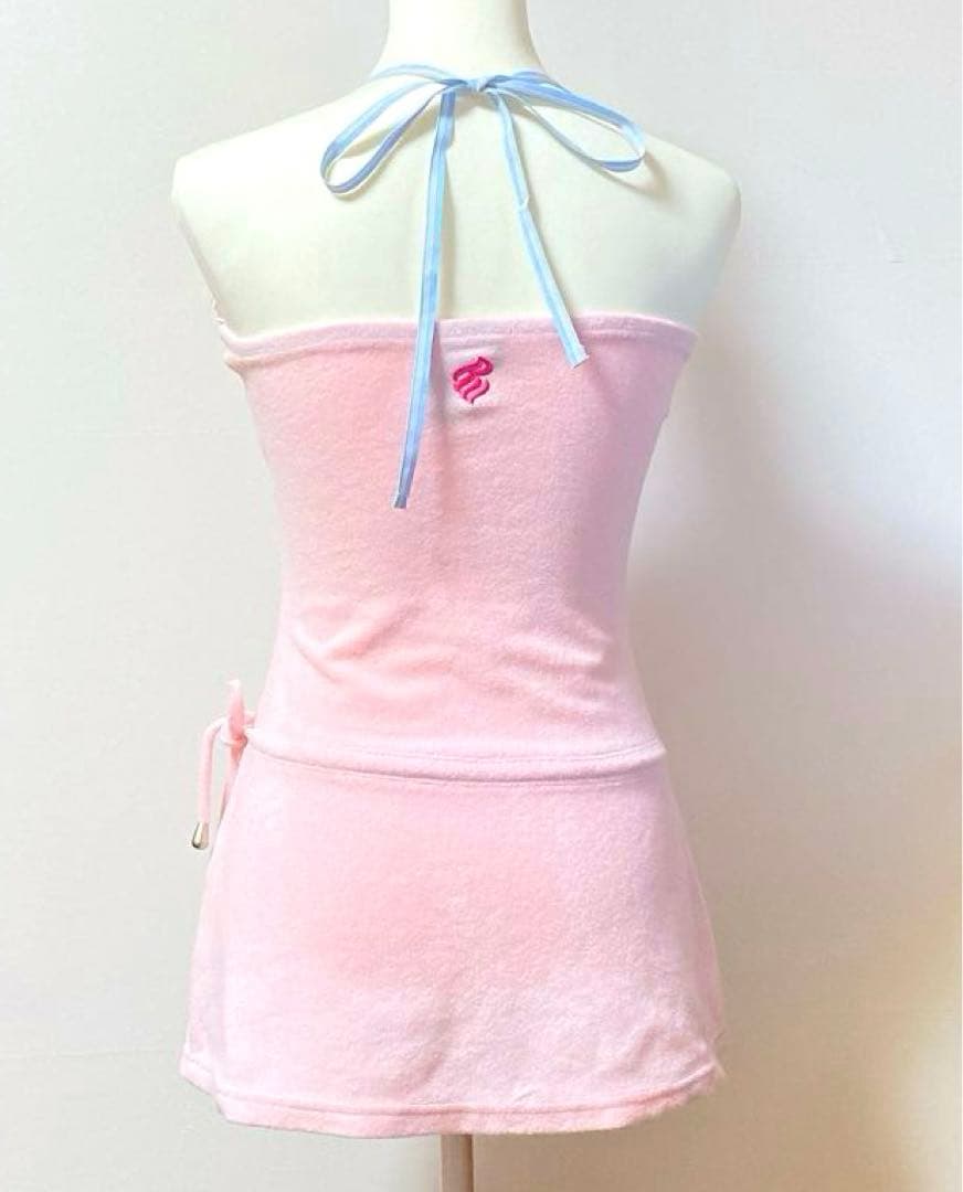 rocawear ベビーピンク ホルターネックミニワンピース　パイル生地