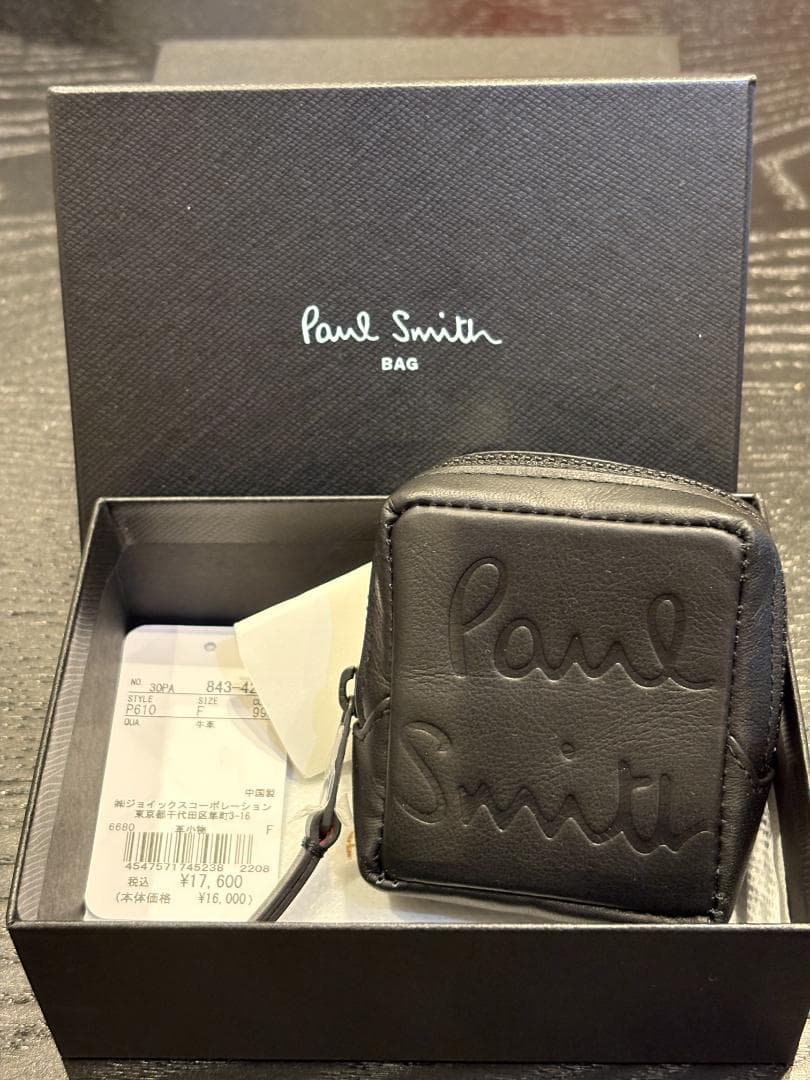 【新品・箱付】ポールスミス スクリブルロゴ ミニポーチ／小物入れ（ブラック）
