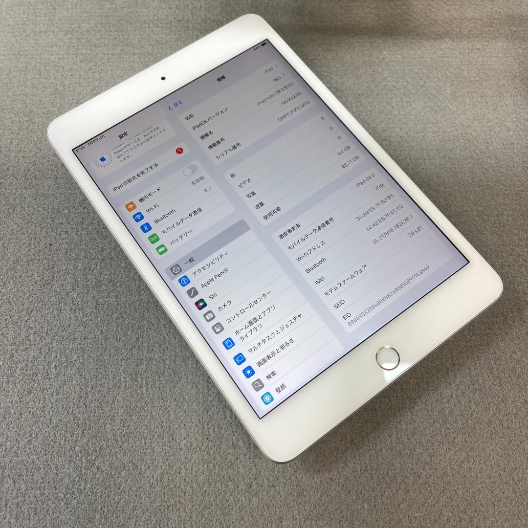 iPad Mini 第５世代 64GB シルバー WiFi + Cellular