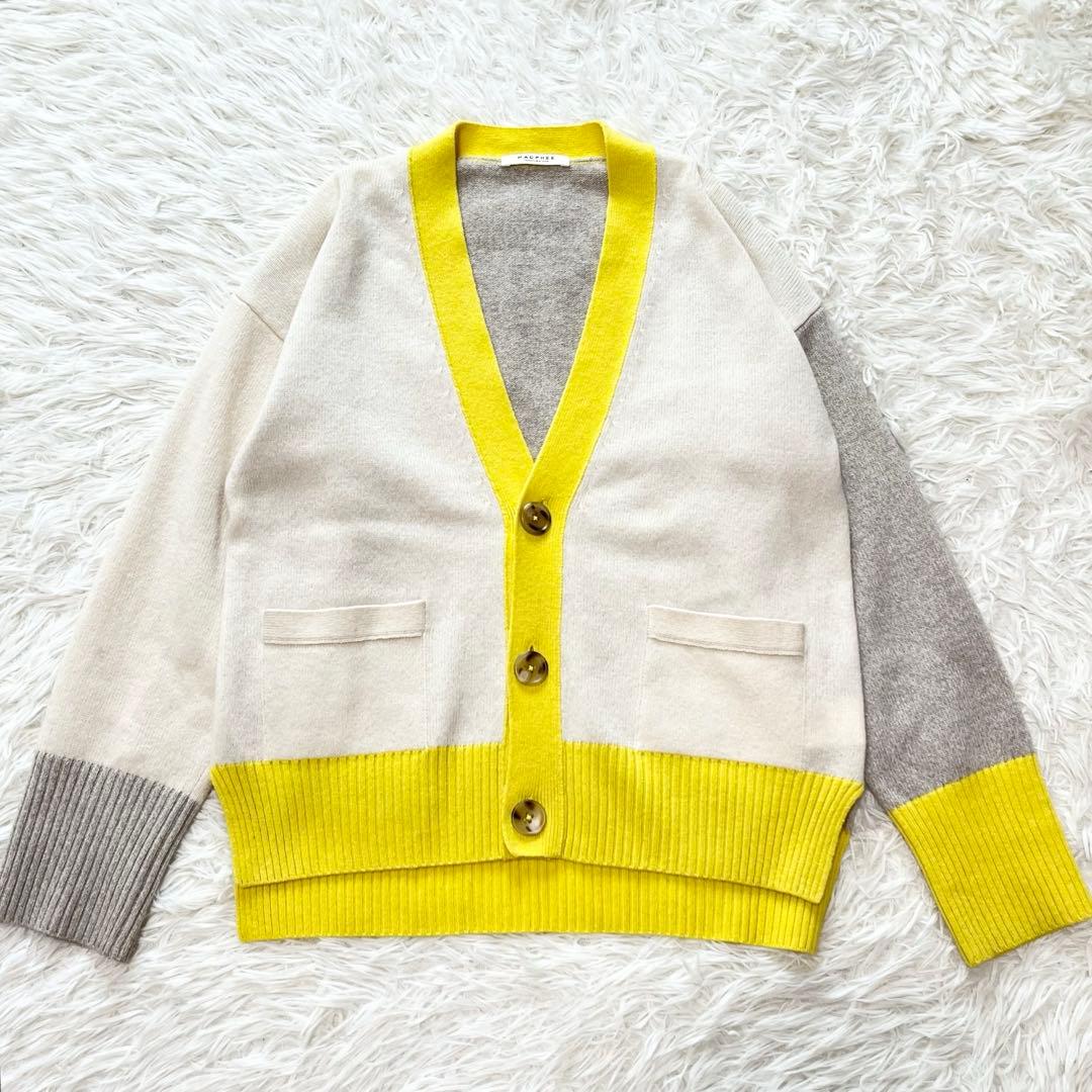 24SS✨️マカフィー　ラム9G Vネックカーディガン イエロー