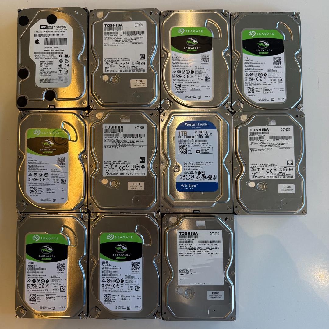 1TB HDD 11台セット WD, Toshiba,Seagate