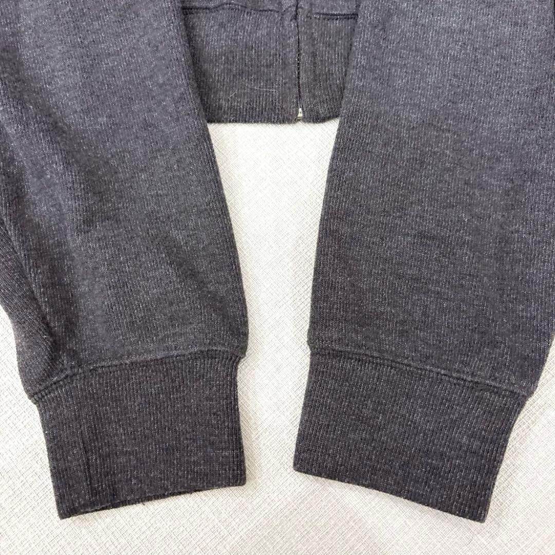 90s✨ランズエンド（XL）フルジップジャケット 本革トリム 裏地チェック灰色