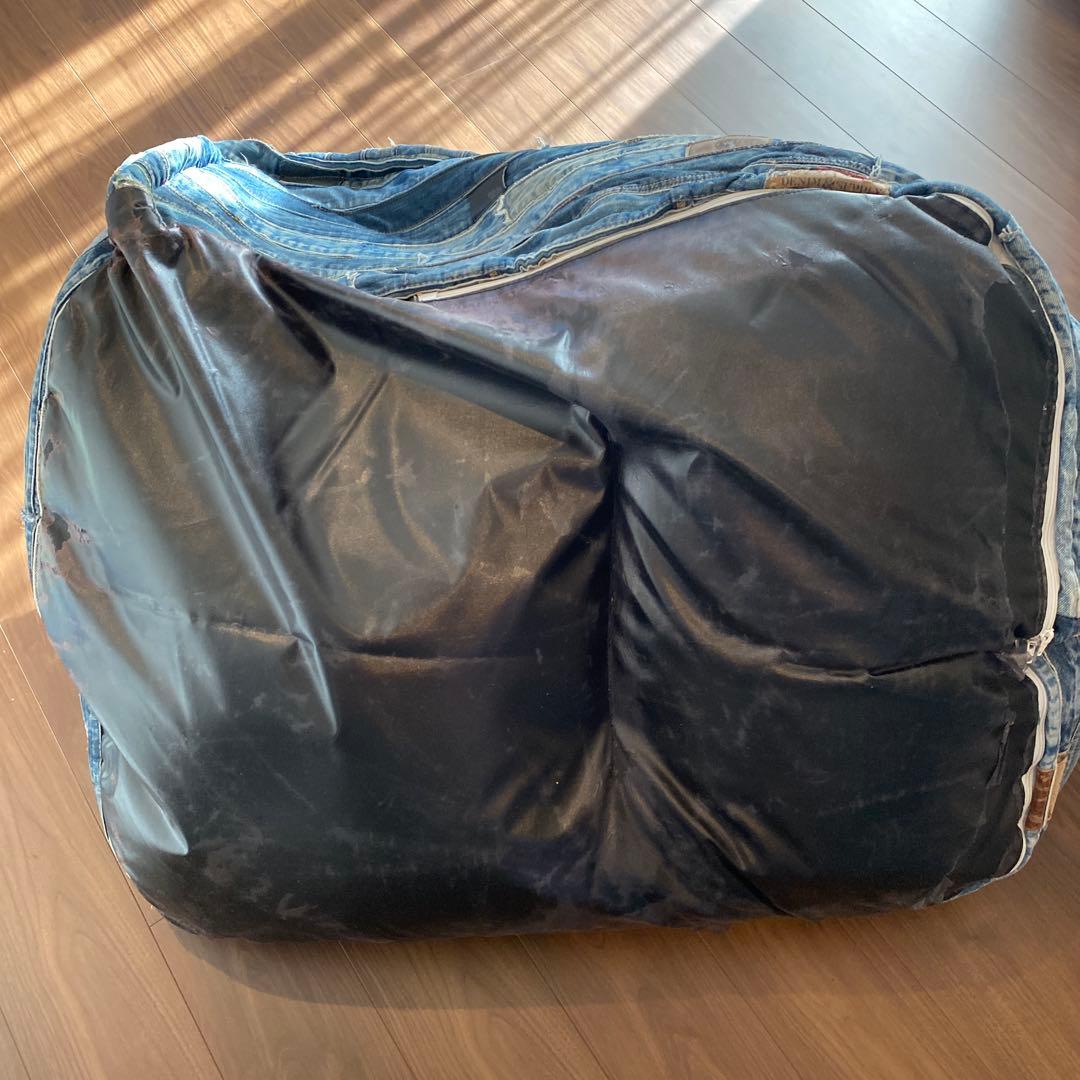 デニム生地　ビーズクッション　2つセット　ソファー　パッチワーク