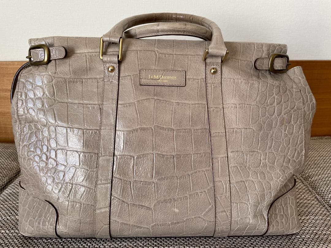 J&M Davidson　クロコ型押し 旅行　ボストンバッグ ユニセックス