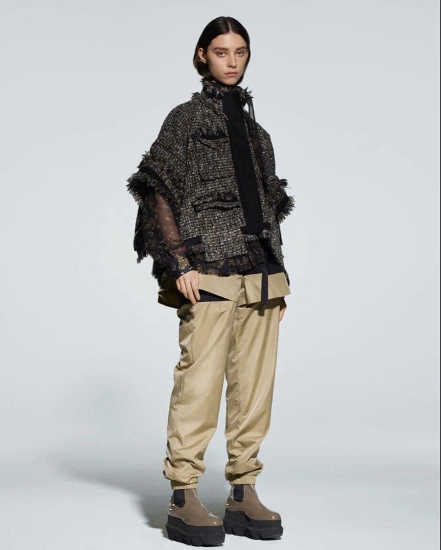 sacai サカイ ツイード ジャケット KHAKI × GRAY size2