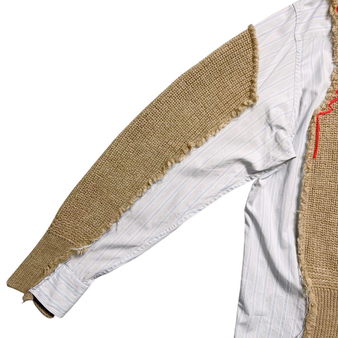 美品【メゾンマルジェラ】22AW ニット ドッキング レイヤード シャツ 38