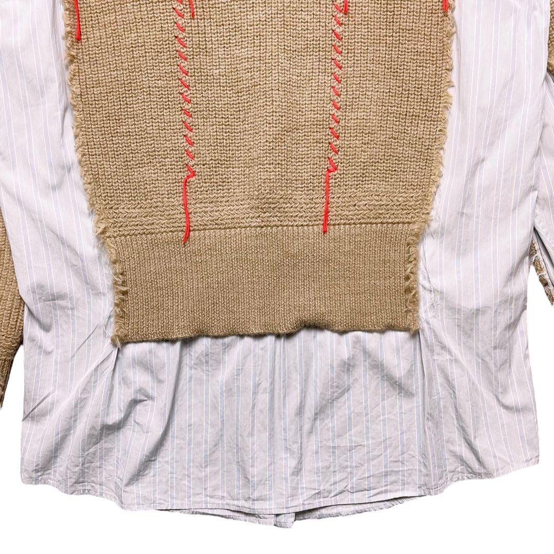 美品【メゾンマルジェラ】22AW ニット ドッキング レイヤード シャツ 38