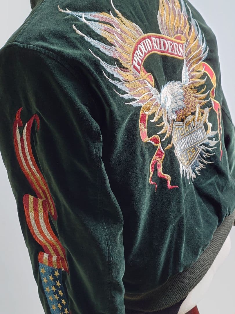 Harley-Davidson ベルベット スカジャン グリーンM